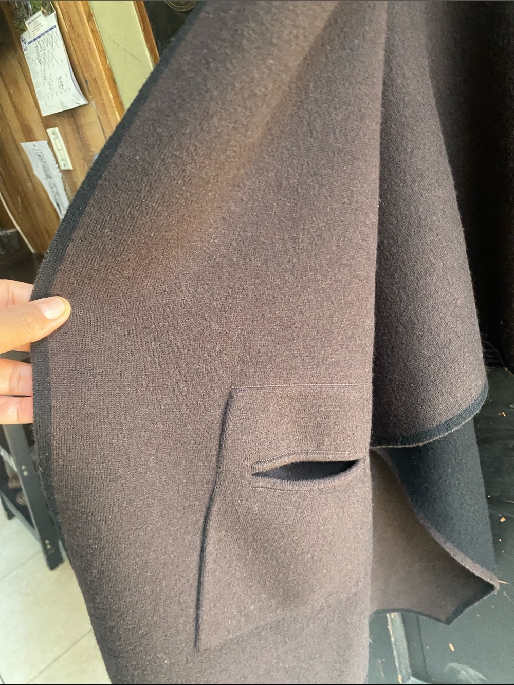 COS Black Wool Cape Coat with Shawl Collar - Picture 5 of 7